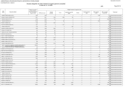 Situatia obligatiilor de plata restante la bugetul general consolidat la ...