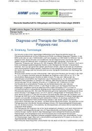 Diagnose und Therapie der Sinusitis und Polyposis nasi AWMF online