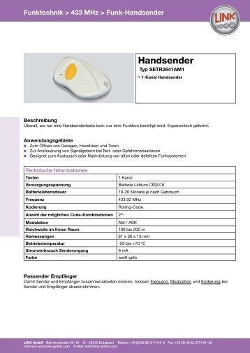 Funktechnik > 433 MHz > Funk-Handsender - LINK GmbH