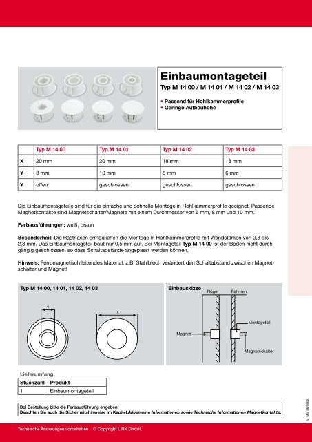 Montageteil Riegelschaltkontakt - LINK GmbH