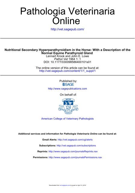 Nutritional Secondary Hyperparathyroidism in the Horse