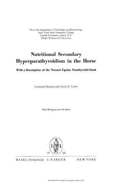 Nutritional Secondary Hyperparathyroidism in the Horse