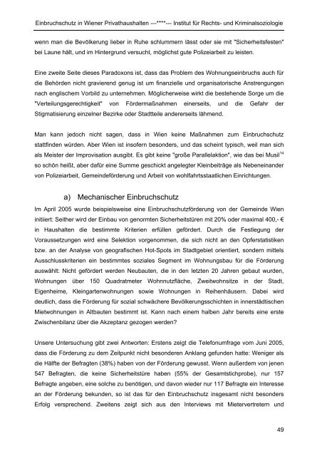 Forschungsbericht Einbruchschutz in Wiener Privathaushalten