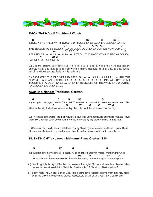 CHRISTMAS LYRICS and chords