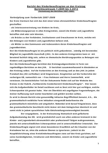 Tätigkeitsbericht der Kinderbeauftragten Joachim ... - Kreis Stormarn