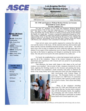 2009 Summer Issue - ASCE: MLAB-YMF Weekly Announcements