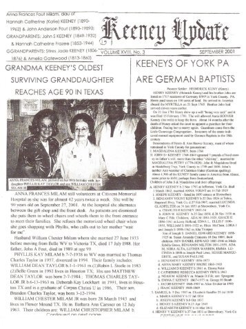ARE GERMAN BAPTISTS - A Keeney Family Genealogy