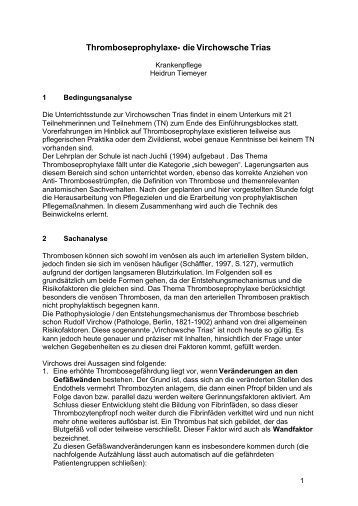 Thromboseprophylaxe- die Virchowsche Trias - QuePNet