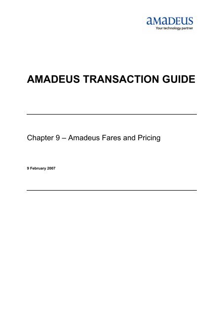 AMADEUS TRANSACTION GUIDE - Scandinavia - Amadeus