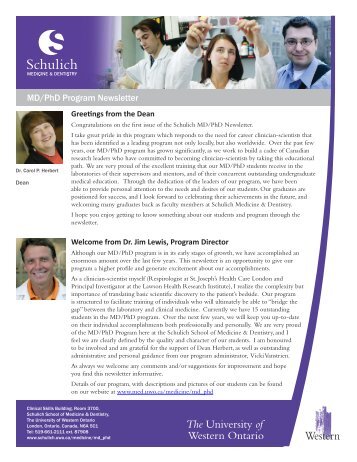 MD/PhD Program Newsletter - Schulich School of Medicine ...