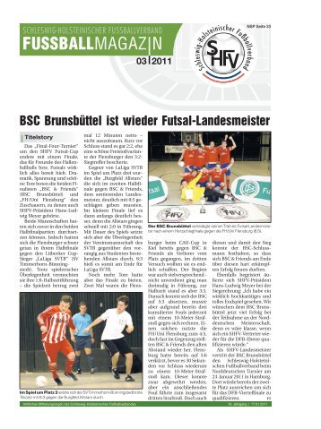 FUSSBALLMAGAZIN - Schleswig-Holsteinischer Fussballverband eV