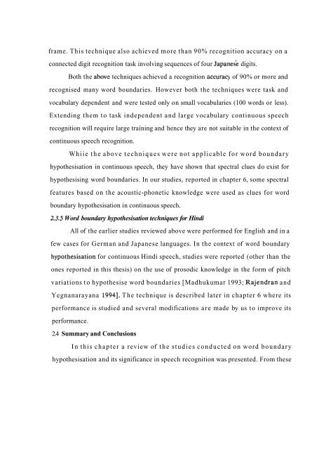 word boundary- hypothesisation in hindi speech - Speech and ...