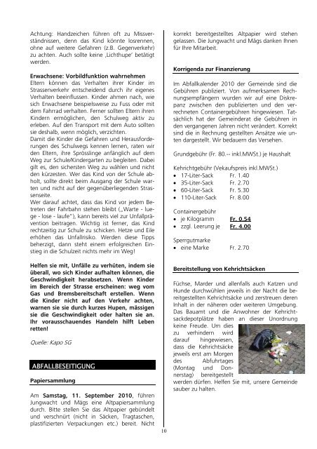 PDF: Gemeindeblatt: Juli/August 2010 - Gemeinde Schmerikon