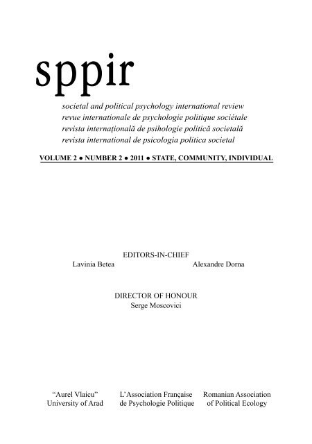 State, community, individual - Societal and Political Psychology ...