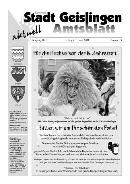 Amtsblatt Geislingen KW 5 - Stadt Geislingen
