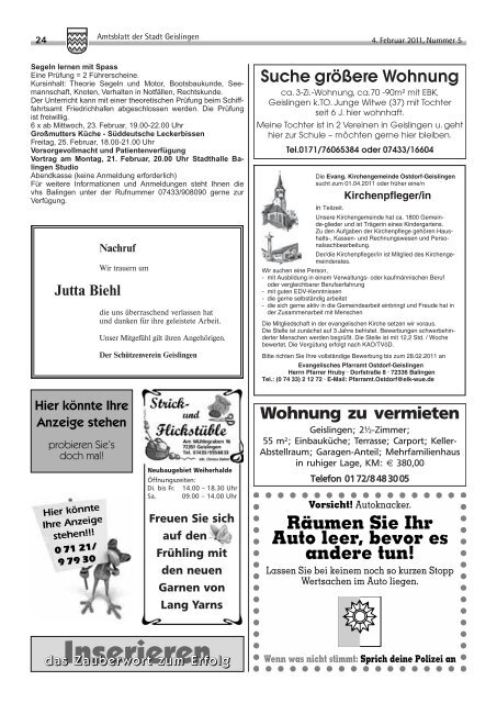Amtsblatt Geislingen KW 5 - Stadt Geislingen
