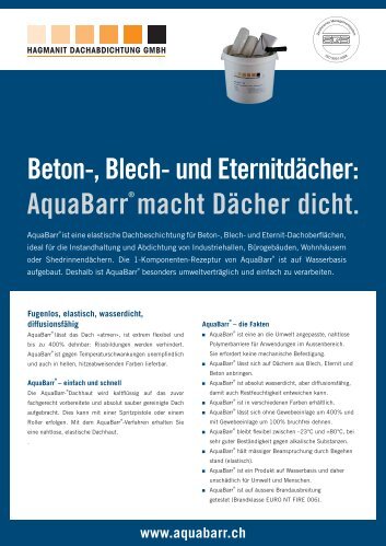 AquaBarr® macht Dächer dicht. - Hagmanit Dachabdichtung GmbH