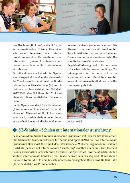 Elternmagazin Schuljahr 2012/2013 - Saxony International School