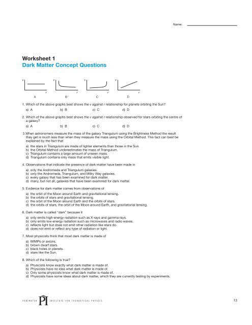 Dark Matter Teacher Guide - Perimeter Institute