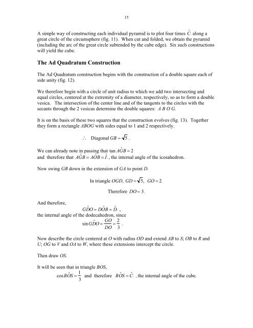 Ad Quadratum Construction and Study of the Regular Polyhedra