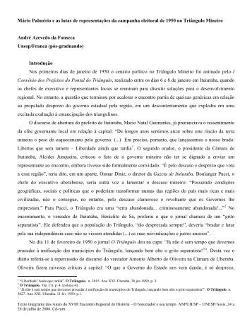 Mário Palmério e as lutas de representações da - ANPUH-SP