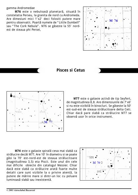 GHID PENTRU OBSERVAREA OBIECTELOR MESSIER Toamna