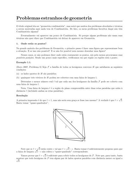 Problemas estranhos de geometria