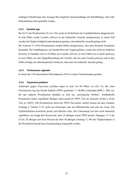 Untersuchung zum Infektionsstatus von Prostituierten in Lübeck