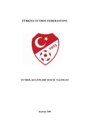 Kulüp Tescil Talimatı (Haziran 2009) - Türkiye Futbol Federasyonu