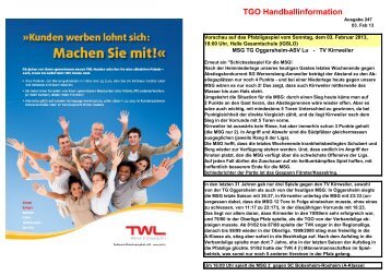 TGO Handballinformation - TG Oggersheim