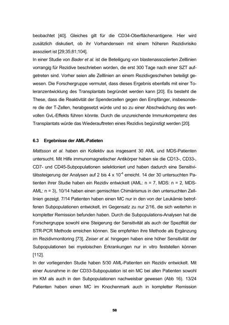 Analysen des hämatopoetischen Chimärismus - TOBIAS-lib ...