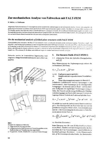 Zur mechanischen Analyse von Faltwerken mit FALT-FEM