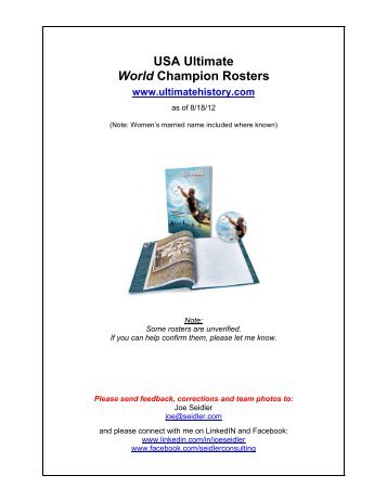 USA Ultimate World Champion Rosters - Ultimate History