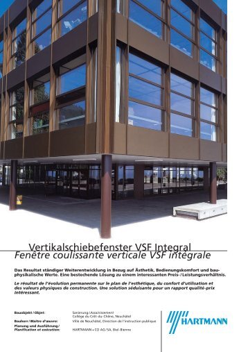 Fenêtre coulissante verticale VSF intégrale - Hartmann & Co AG
