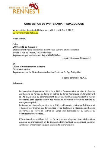 convention de partenariat pedagogique - Université de Rennes 1