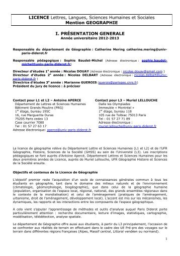 Brochure Géographie - Université Paris Diderot-Paris 7