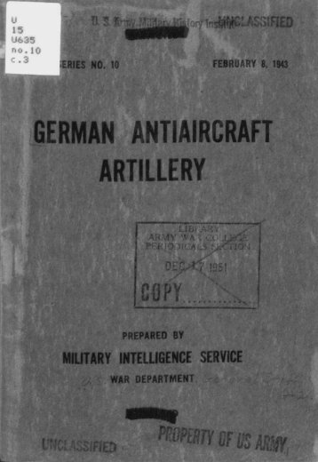 German Antiaircraft Artillery - US Army Combined Arms Center and ...