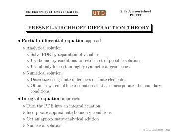 fresnel-kirchhoff diffraction theory - The University of Texas at Dallas