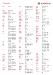 TV codes - Vodafone Trident 2