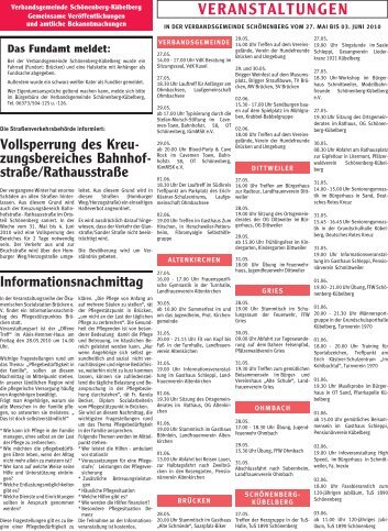 VERANSTALTUNGEN - Verbandsgemeinde Schönenberg-Kübelberg