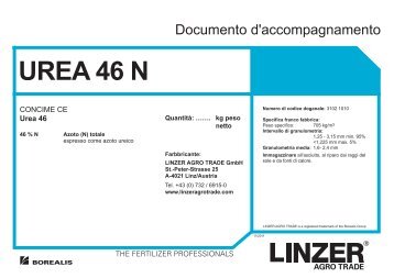 Documento d accompagnamento UREA 46 N - Linzer Agro Trade