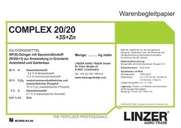 Warenbegleitpapier COMPLEX 20/20+3S+Zn - Linzer Agro Trade