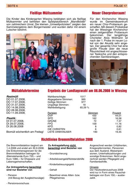 17.Ausgabe der Gemeindezeitung (2,62 MB) - Gemeinde Wiesing