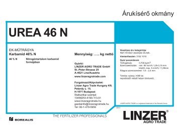 ÃrukÃ­sÃ©rÅ okmÃ¡ny UREA 46 N - Linzer Agro Trade