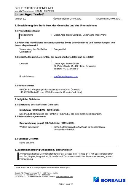 sicherheitsdatenblatt complex vario at - Linzer Agro Trade