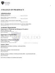 COLLEGE OF PHARMACY - The University of Toledo