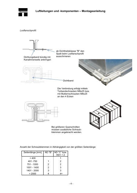 Luftleitungen und Komponenten Montageanleitung - Troges