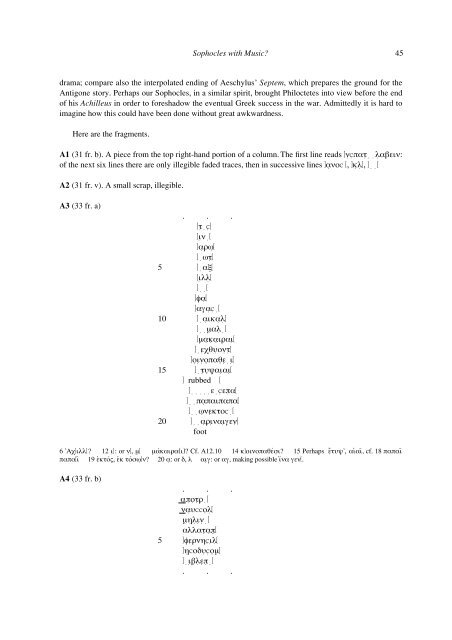 Ptolemaic Music Fragments and Remains of Sophocles (Junior ...