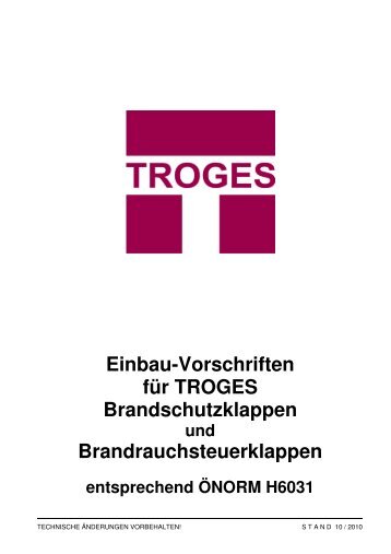 Einbaurichtlinien - Troges