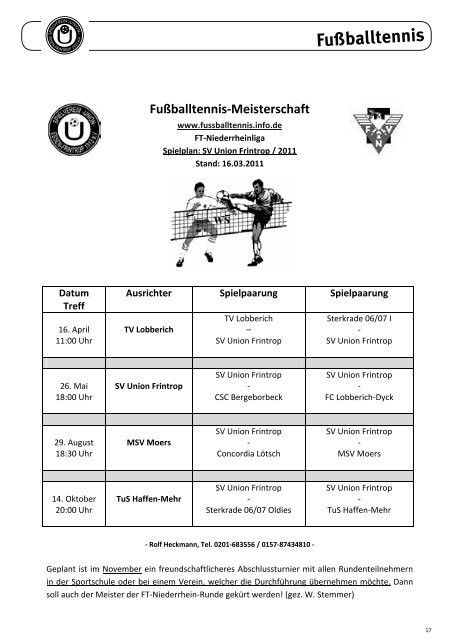 Unionaktuell - SV Union Essen-Frintrop 1913 eV